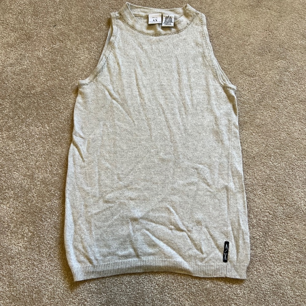 AX Mock Neck Knit Beaded Sleeveless Sweater